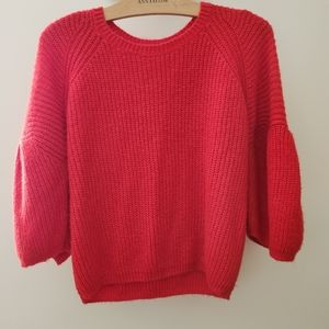 Leith Red Sweater with Bell Sleeves
